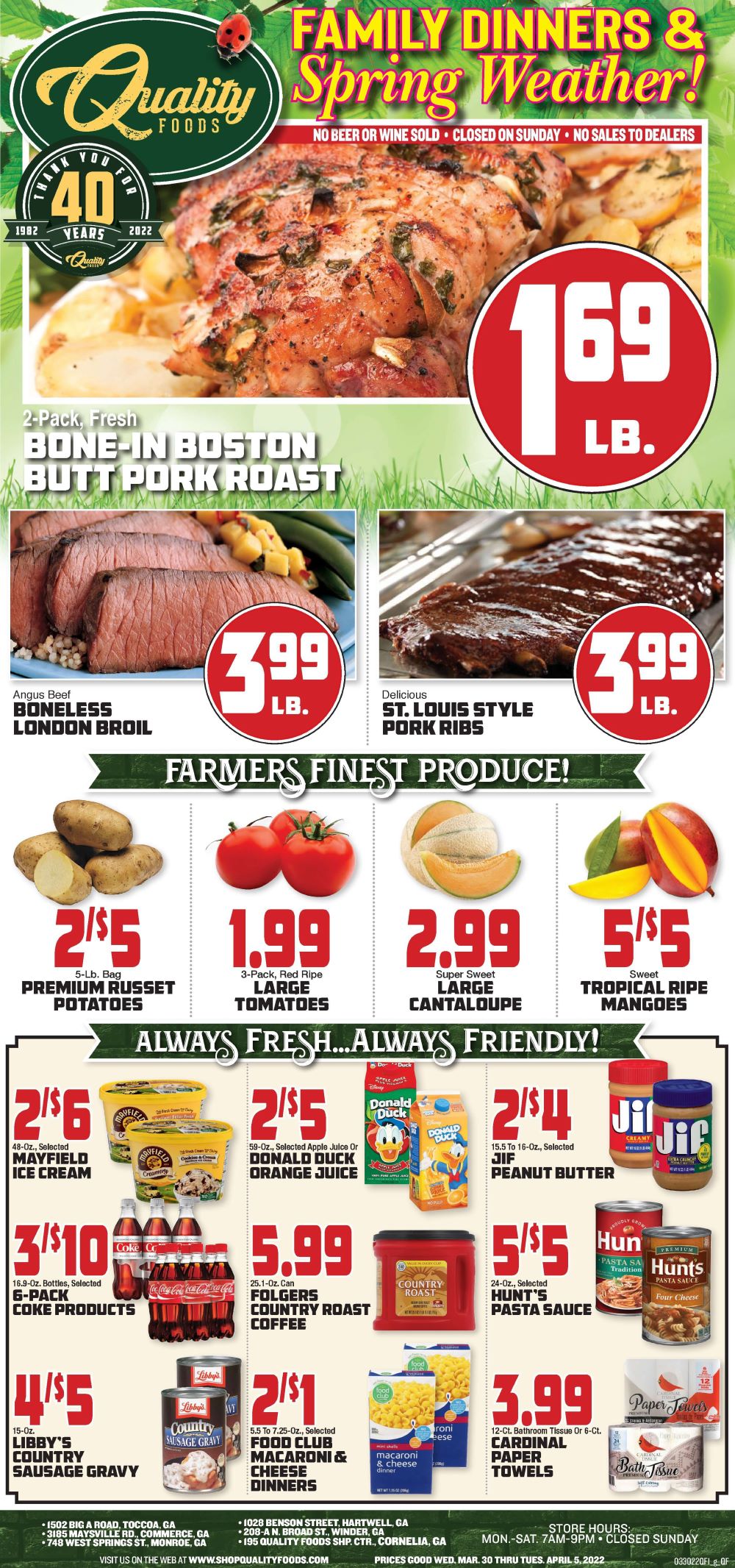 Quality Foods Weekly Ad (3/30/22 - 4/05/22)
